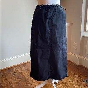 Black Cargo Midi Women's Skirt
